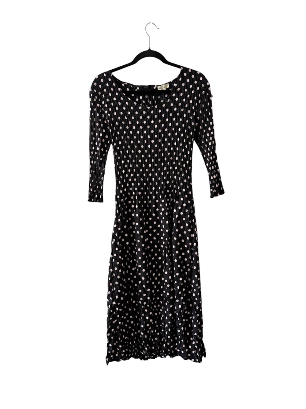 Alquema Polka Dot Pleated Crinkle Midi Dress M